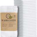 100% Cotton Washcloths 24 Pack (12x12 Inches) Soft, Highly Absorbent Washcloth, Face Towels, Wash Cloths for Face, Ring Spun, Bulk Pack (White)