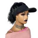 Hat Wig for Women - Black Baseball Cap with Wavy Hair Attached Adjustable Curly Hair Piece Baseball Hat Ponytail Wig(14", 1B#) (18 Inch)