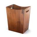 Wood Waste Basket, 2 Gallon Rectangular TrashCan with Handles, Water-Resistant Lacquer Finish, Compact for Bathroom Bedroom Office
