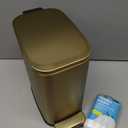 KSSKSS Small Bathroom Trash Can with Lid Soft Close, Step Pedal, 6L / 1.6 Gal Stainless Steel Garbage Bin with Removable Inner Bucket, Slim Wastebasket for Narrow Spaces (Gold)