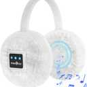 MUSICOZY Earmuffs Women's Winter Ear Warmers Muffs Soft 5.4 Bluetooth Muisc Earmuffs Covers for Jogging Skiing Skating Travelling Hiking Gifts_White