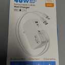 Retractable USB C Charger Wall Plug with 35.5in/90cm Type C Cables Cords,40W Fast Charging Foldable Block Multi Charger for All Devices for iPhone 17/16/15/14/13/12,iPad,Galaxy,Pixel (White)