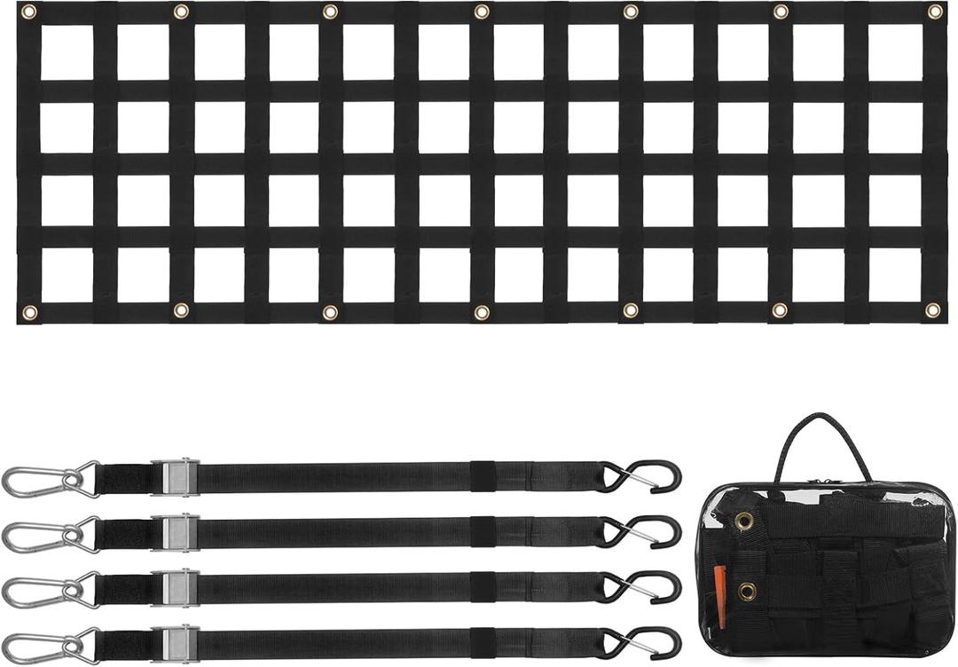 VEVOR Tailgate Net, 60 in x 18 in, Truck Bed Extender Tailgate Cargo Net with 4 Adjustable Buckle Straps, Extendable & Durable, Suitable for Truck, Trailer, Pickup, SUV VEVOR Tailgate Net, 60 in x 18 in, Truck Bed Extender Tailgate Cargo Net with 4 Adjustable Buckle Straps, Extendable & Durable, Suitable for Truck, Trailer, Pickup, SUV