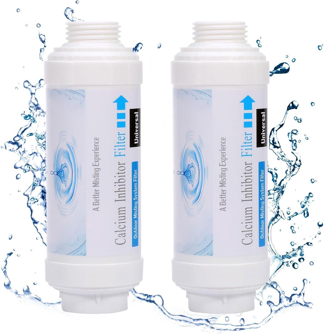 Yoption Calcium Inhibitor Filter, Outdoor Misting System Filter, for Preventing Scale Buildup and Clogging of Garden Patio Misters - 2 Pack