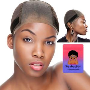 Lace Wig Grip Cap for Women 4x5 Transparent Lace Front Wig Cap with Gripper Headband to Keep Wig In Place Adjustable Lace Wig Gripper Make Your Wigs Gluless (Brown, Small)