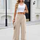 Tanming Womens Wide Leg Pants Cotton Stretchy High Waisted Palazzo Pants Daily Workout Wear Lounge Sweatpants with Pockets (Apricot-XS)