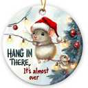 Mouse Christmas Ornaments 2025, Double Side Ceramic Ornament for Christmas Decorations, Cute Mouse Gifts for Animal Lovers, Friends, Family, Rat Animal Ornaments for Holiday Hanging Decor
