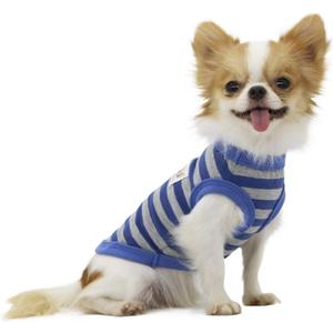 LOPHIPETS 100% Cotton Striped Dog Shirts for Small Dogs Chihuahua Puppy Clothes Tank Vest-Blue and Gray Strips, Small