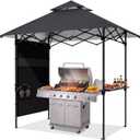 ABCCANOPY 8x5 Pop Up BBQ Grill Gazebo with Lights & Sidewall, Dark Gray