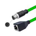 3.28ft M12 4 Pin to RJ45 Industrial Ethernet Cable, M12 4 Pin D Code Male to RJ45 Female Connector Cable High Flex Cat6 Shielded Field Wireable Cable Assembly for Automation Application 1Meter