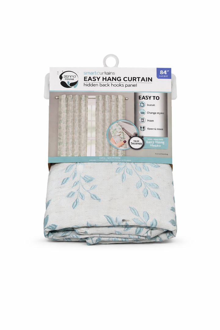 Zenna Home Smart Curtains – Easy Hang Curtain Panel, 84" Length, Hidden Back Hooks