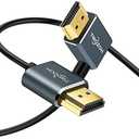 Twozoh Flexible HDMI to HDMI Cable Left Angled 90° 6.6FT, Ultra Thin and Slim HDMI Cord Support 3D/4K@60Hz