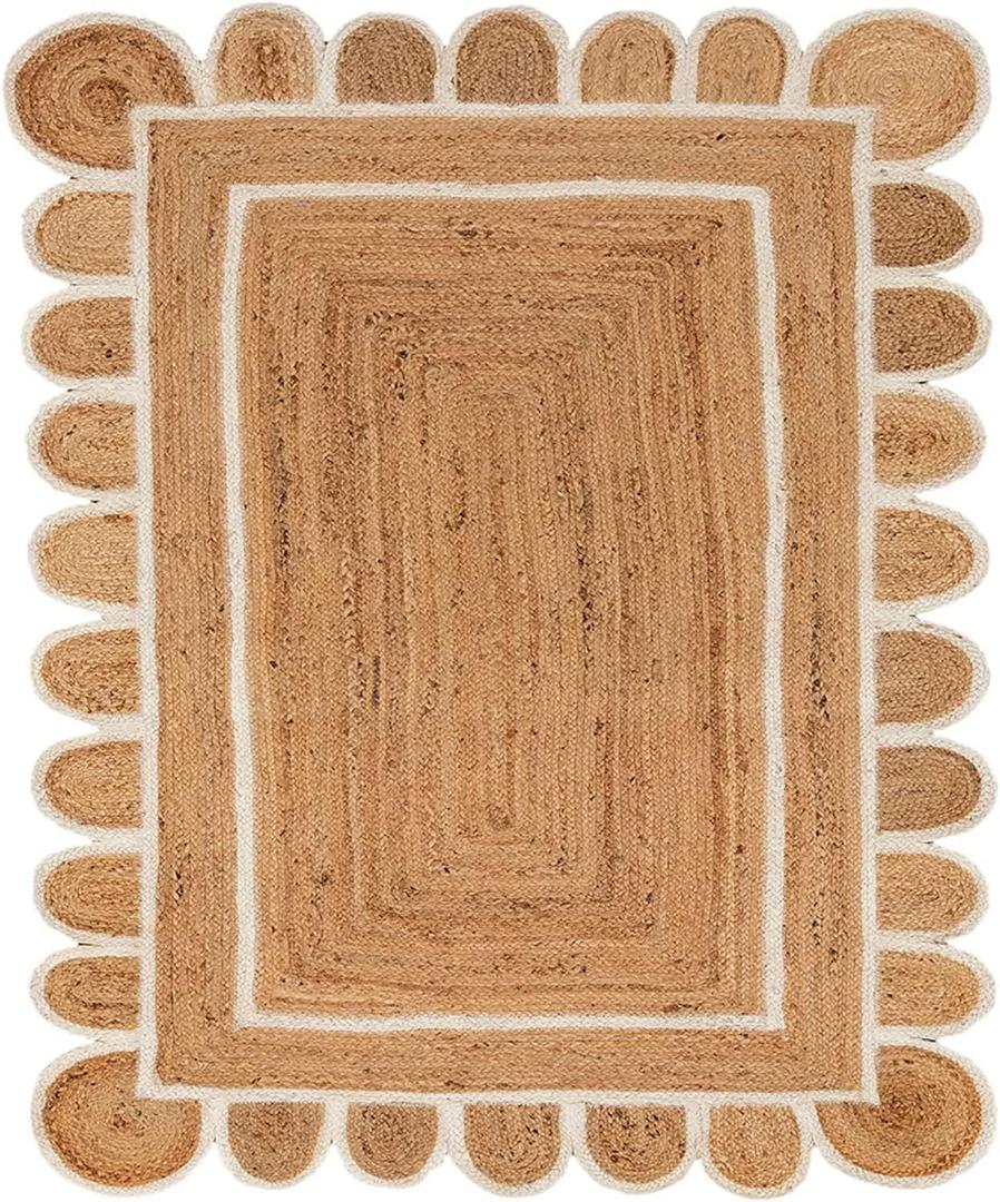 Scallop Jute with White Border (3X5 Feet)