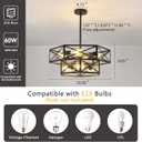 7-Light Dining Room Chandelier, Black Geometric Cage Ceiling Light Fixture, Adjustable Height Farmhouse Hanging Industrial Pendant Light with E26 Base for Kitchen Island Living Room Bedroom Foyer