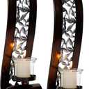Wall Sconce 14.4 x 3.5 Inch, with Tea Light Candle Holder Antique Bronze Style Metal Wall Art Decorations for Living Room, Bathroom, Dining Room and Office, Set of 2
