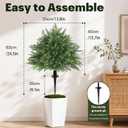 24.5" Artificial Trees for Outdoors, Set of 2 Cedar Topiary Trees Artificial Outdoor with Ground Spike, UV Resistant Faux Cypress Pine Shrubs, Fake Evergreen Plants for Front Porch, Garden, Indoor