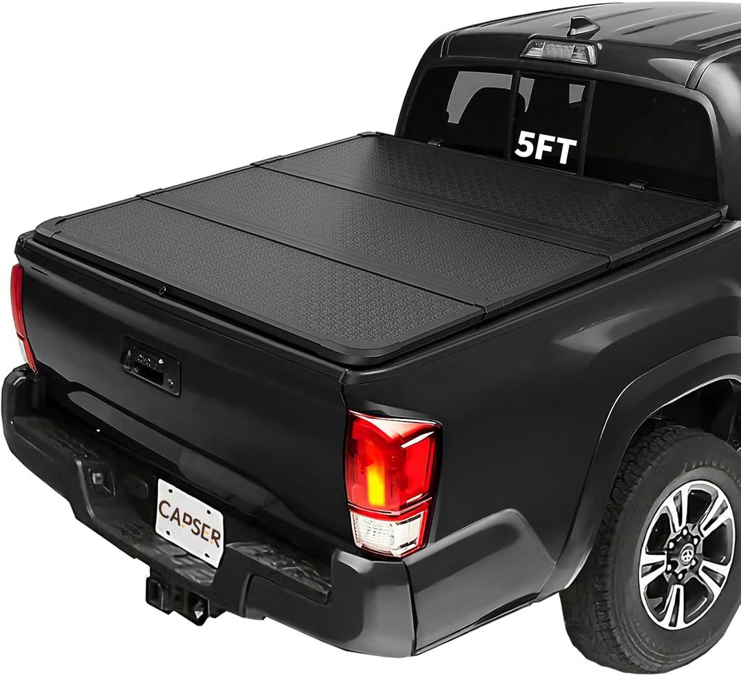 CAPSER Tacoma Hard Tri Fold Tonneau Cover Compatible with 2016-2023 Toyota Tacoma 5FT Truck Bed(Excl. Trail)