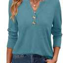 GKBK Womens Long Sleeve Tops Fall Clothing V Neck Casual Shirts Button Dressy Trendy Blouses Loose Fit Tunic XL