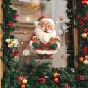 Christmas Window Clings for Glass 1 Sheet Santa Window Decals with Gingerbread Man Designs Window Stickers Cute Windows Cling for Winter Party Supplies Home School Office Glass Decorations