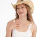 WQWOVRVO Cowboy Hat,Cowgirl Hat,Cowboy Hats for Women/Mens/Straw Wide with Shapeable Brim Cowboy Hat for Womens (Beige)