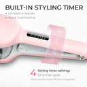 Curling Iron Hair Crimper Waver - TYMO ROVY Beach Waves Curling Wand, Ionic Deep Waver Hair Curler Tool with Ceramic 3 Barrel for Women, Dual Voltage, Anti-Scald, Easy to Use, Pink, 1.25 Inch