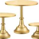 HBlife 3-PCS Gold Cake Stand Set (8"/10"/12" Plate) for 6-10 Inch Cakes, Perfect Dessert Table Display Set, Cupcake&Cake Stands for Party, Wedding, Birthday, Baby Shower, Anniversary (Metal)