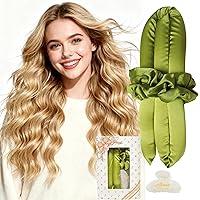 Wicked Comfy and Heatless Curls Overnight for Long Hair, Heatless Hair curler for Women and Girls, No Heat Curling Rods with Satin Scrunchies and Clip, Green