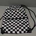 HOLYLUCK Drawstring Backpack Bag Sport Gym Sackpack (Black and White Grid)