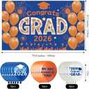 Blue Orange Graduation Decorations Class of 2026 Banner with 18 Pcs Balloons Set - Large Congrats Grad 2026 Graduation Backdrop Decor, Blue Graduate Balloons Grad Party Decorations
