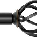 Curtain Rods for Windows 32-62 inch with Twisted Cage Finials, Black & Adjustable Curtain Rod Set with Brackets, Heavy Duty Curtain Rod for Bedroom, Living Room, Decorative 5/8" Diameter Curtain Rod