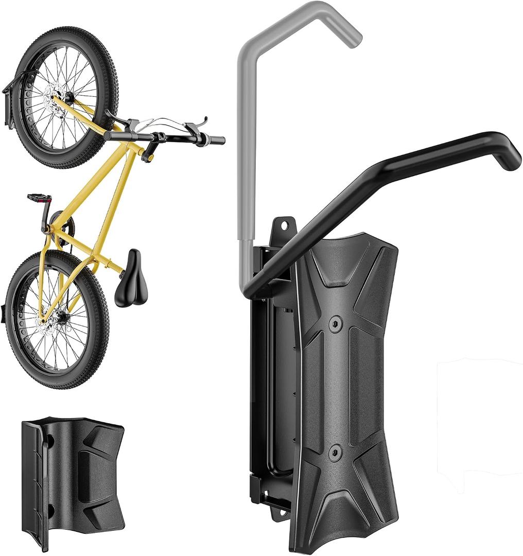 monTEK Bike Wall Mount for 4.5" Tire Width, Swivel Bike Wall Hanger Holds Up to 77lbs, Space-Saving Bike Rack Garage, Heavy Duty Bike Storage for Bedroom Home Office, 1 Pack