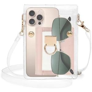 JOBEDE Clear Crossbody Purse Bag, Women Small Clear Clutch Purse Cute Transparent PVC Shoulder Purse Cellphone Bag for Women Cell Phone Bags Wallet Purse