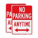 T&R No Parking Anytime Sign - 2 Pack - 14 x 10 Inches Rust Free .040 Aluminum Reflective - UV Protected, Waterproof, Weatherproof and Fade Resistant - 6 Pre-drilled Holes