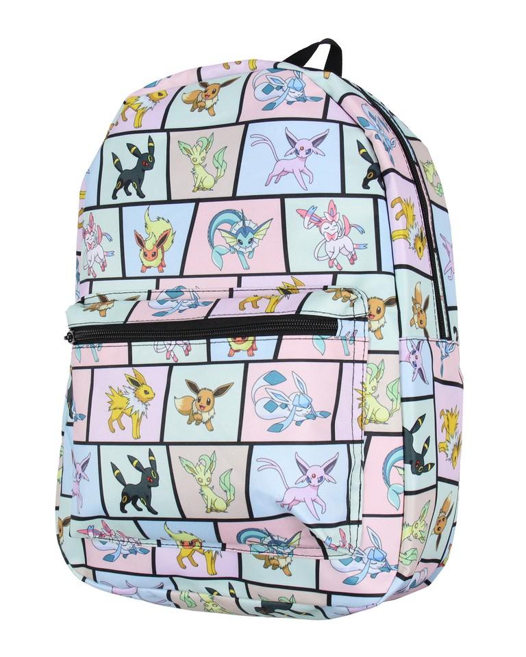 Bioworld Pokemon Backpack Eevee Evolutions Laptop School Travel Backpack Bag, Multicolored