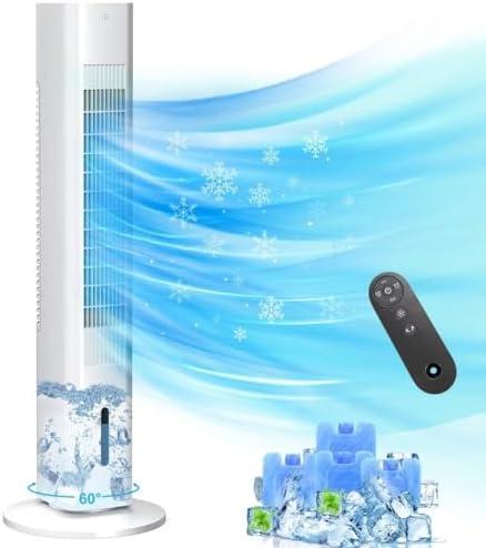 Windowless Portable Air Conditioner Ac Units with Remote, Evaporative humidifier Air Tower Cooling Fan, Small Indoor Outdoor Oscillating Swamp Cooler 7H Timer,Large White