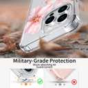 Pink Lily Flowers Phone Case for iPhone 16 PRO Pink Lily Case Cover Clear Phone Case Four Corner Reinforced Shockproof Girly Women Phone Cover Transparent Case