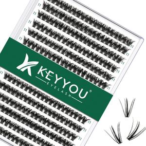 KEYYOU Lash Clusters 300pcs Individual False Eyelashes 50D-0.07D Curl 11mm DIY Eyelash Extension Soft&Natural Cluster Lashes (Black, Flexible and Lightweight)