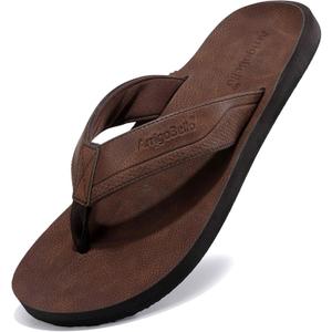 AX BOXING Mens Flip Flops Leather Thong Sandals Casual Comfort Slides Slippers (10)