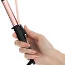 FARERY Ceramic Mini Hair Curler for Short Hair, 3/4 Inch, 100-240V Dual Voltage, Travel Size Curling Iron with Keratin & Argan Oil Infused, Mini Curling Wand with Storage Bag, Rose Gold