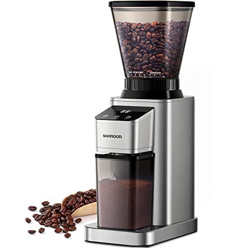 SHARDOR Professional Conical Burr Coffee Grinder, Coffee Bean Grinder with 48 Grind Settings for Espresso, Drip & French Press, Upgraded Anti-Static Technology, Precision Timer, Stainless Steel