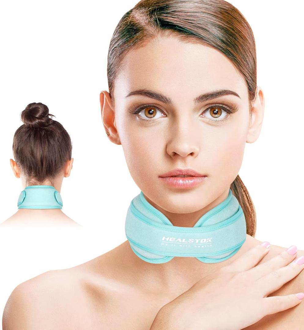 Neck Ice Pack Wrap,Cervical Ice Pack,Cold Compress Ice Packs for Injuries Reusable Cold & Hot Therapy Adjustable Flexible Gel Migraine Ice Head Wrap for Neck Pressure (Iceblue)