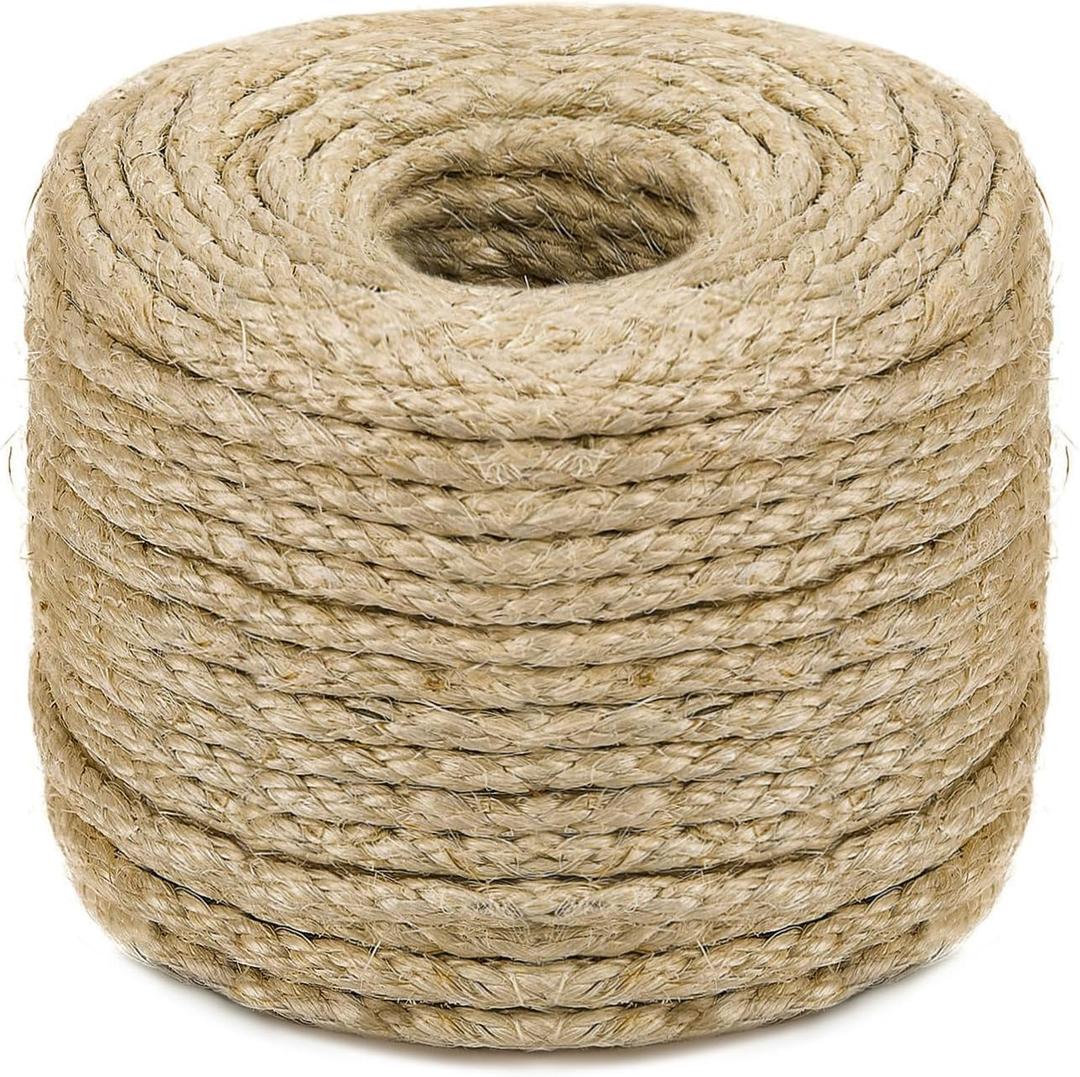 Sisal Rope for Cat Scratching Post Tree Tower Replacement for Repairing Recovering or DIY Scratcher (Natur, 4mm 100ft)