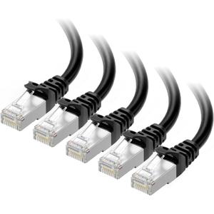 Cable Matters 10Gbps 5-Pack Snagless Shielded Cat 6A Ethernet Cable - 7ft, Cat 6A Cable, Cat6A Cord, Ethernet Cord, Black