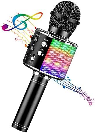 BlueFire 4 in 1 Karaoke Wireless Microphone with LED Lights, Portable Microphone for Kids, Great Gifts Toys for Kids, Girls, Boys and Adults (Red)