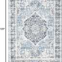 Area Rug 8x10, Large Vintage Boho Rug, Ultra-Soft Low Pile, Washable, Non Slip, Stain Resistant, Printed Carpet for Living Room Bedrooms Playroom Office Kitchen, Light Blue