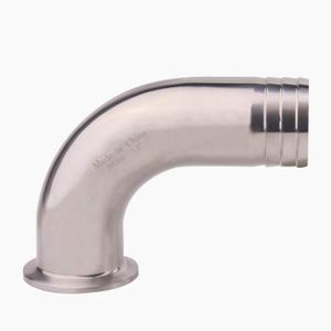 DERNORD Sanitary Hose Barb Pipe Fitting 1.5" Tri Clamp (50.5MM Ferrule) 90 Degree Elbow (Tube OD: 1.5"/38MM (1.5 Tri-clamp))