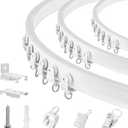 TOKPLNU Ceiling Curtain Track Flexible Bendable Curtain Track Wall Mount Curved 10Ft Ceiling Track for Curtains Rail Track Set System for Bay Window Room Divider RV (White)
