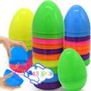 WODMAZ 12 Pcs Jumbo Plastic Easter Eggs, 6" Fillable Colorful Bright Eggs with 6 Assorted Colors for Easter Basket Stuffers Fillers