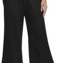 UEU Women's Wide Leg Yoga Pants High Waisted Comfy Dance Sweatpants Loose Casual Soft Lounge Joggers with Pockets (Large, Black)