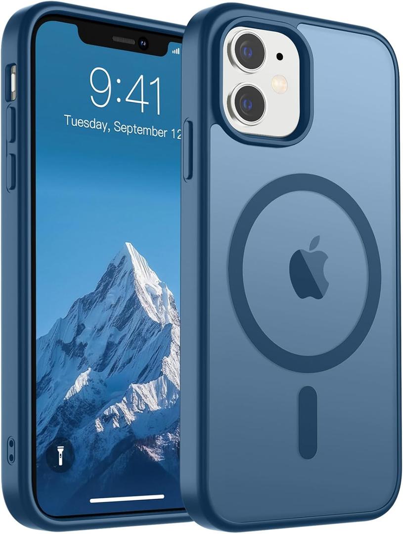 SUPFINE Magnetic for iPhone 11 Phone Case(Compatible with MagSafe)(Military Grade Drop Protection) Slim Translucent Matte Shockproof with Anti-Fingerprint Phone Case,Deep Blue